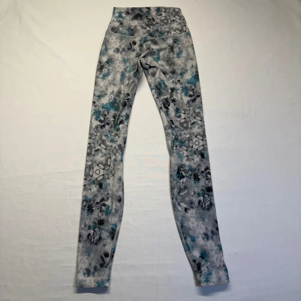 Lululemon Matching Set Kaleidoscope Marble Floral Align Leggings Longline Bra